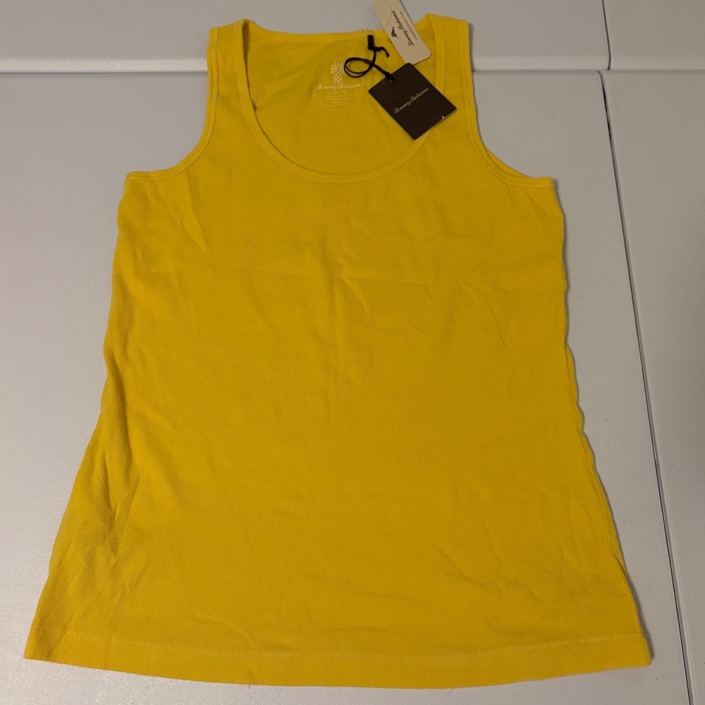 Tommy Bahama Reef Rib Tank Lemon Citrine Yellow Cotton Stretch XL TW20475 d5